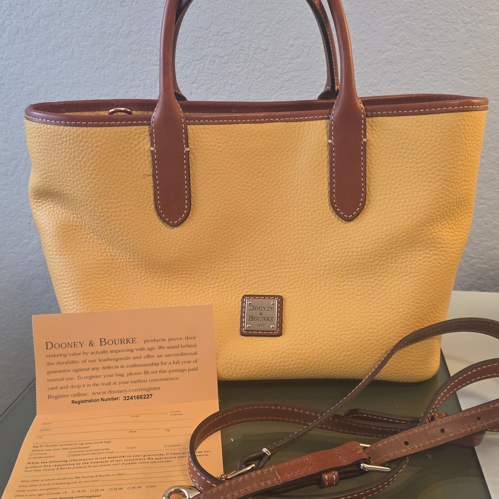 Dooney & Bourke Yellow Pebbled Leather Satchel – Style R0651